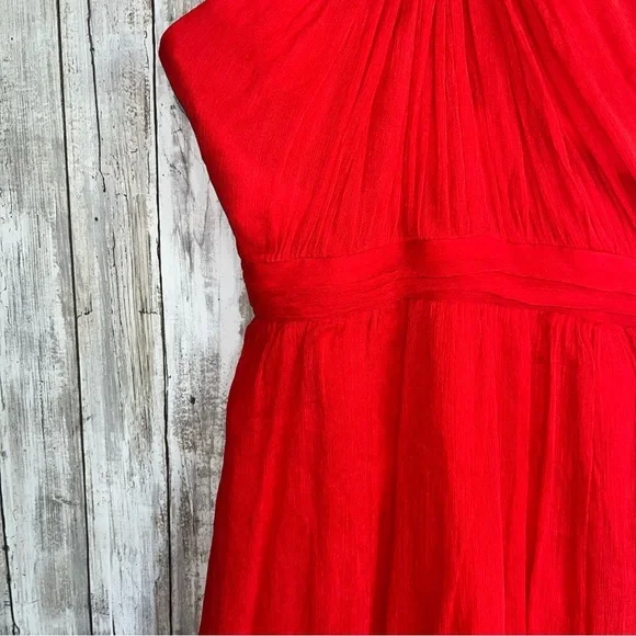 J.Crew Sinclair Vivid Poppy Silk Halter Dress | 0P - Picture 4 of 9